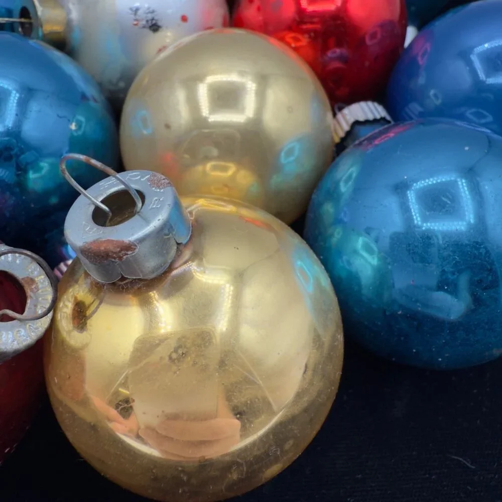 Vintage Mercury Glass Christmas Ornaments Shiny Bright Rauch Made in USA Small